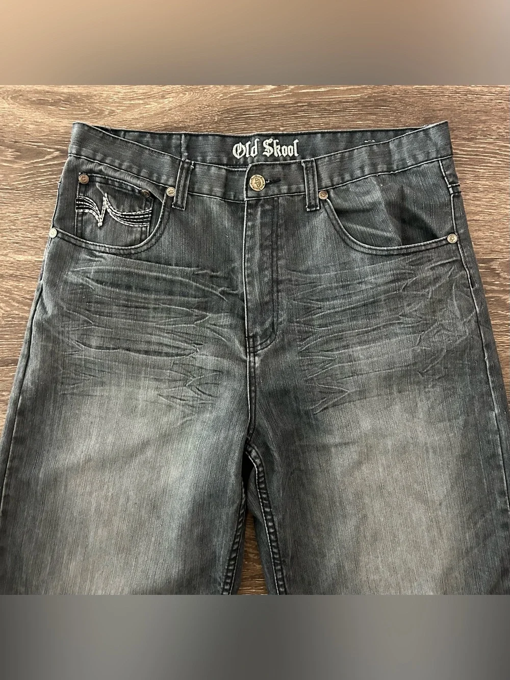Vtg Old Skool Y2K Wide Leg Baggy Denim Jean Shorts Jorts Mens 38 Skater Grunge